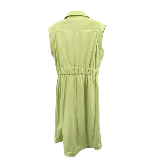 House of Harlow 1960 Shirt Dress Vegan Leather WMNS L Lime Green Utility Midi - Picture 9 of 13